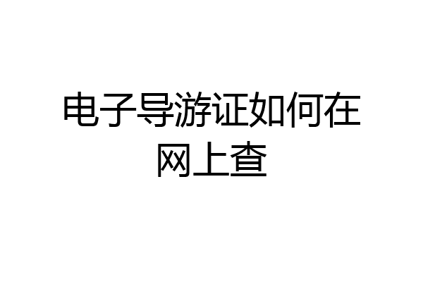 电子导游证如何在网上查