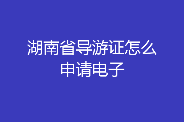 湖南省导游证怎么申请电子