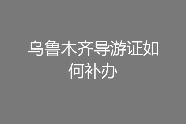 乌鲁木齐导游证如何补办