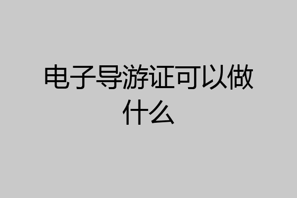 电子导游证可以做什么