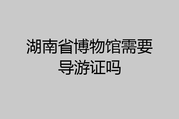 湖南省博物馆需要导游证吗