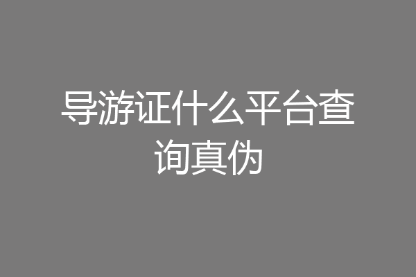 导游证什么平台查询真伪