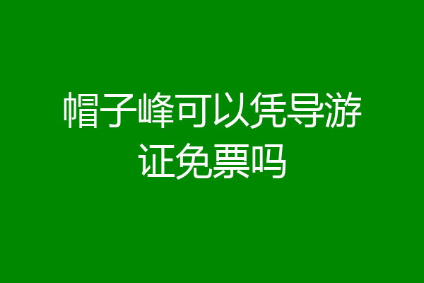 帽子峰可以凭导游证免票吗