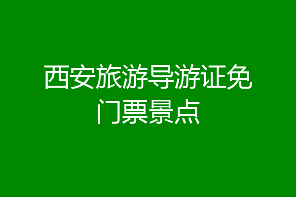 西安旅游导游证免门票景点