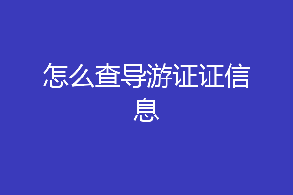 怎么查导游证证信息