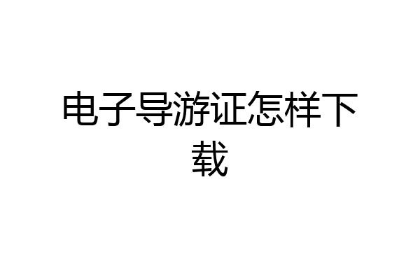 电子导游证怎样下载