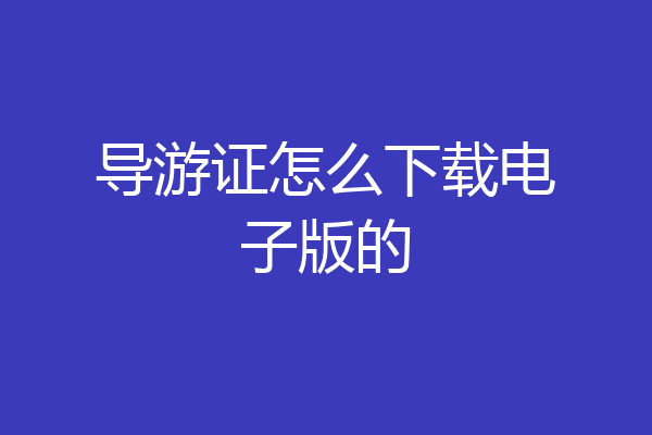 导游证怎么下载电子版的