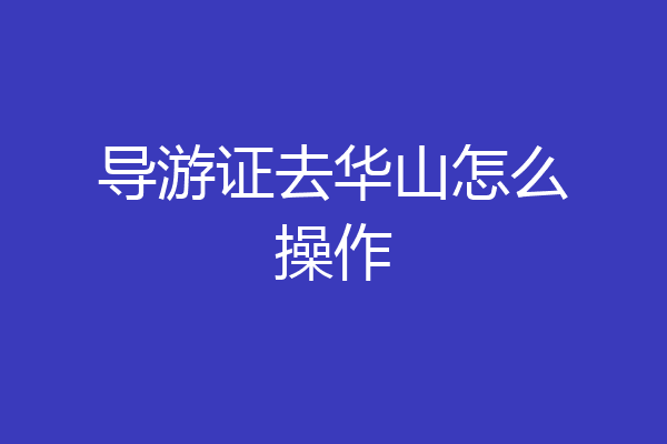 导游证去华山怎么操作
