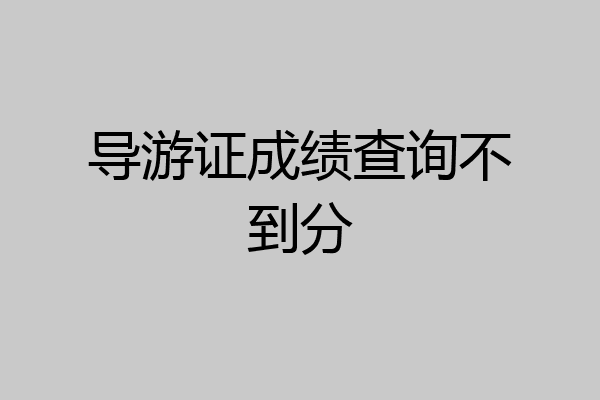 导游证成绩查询不到分