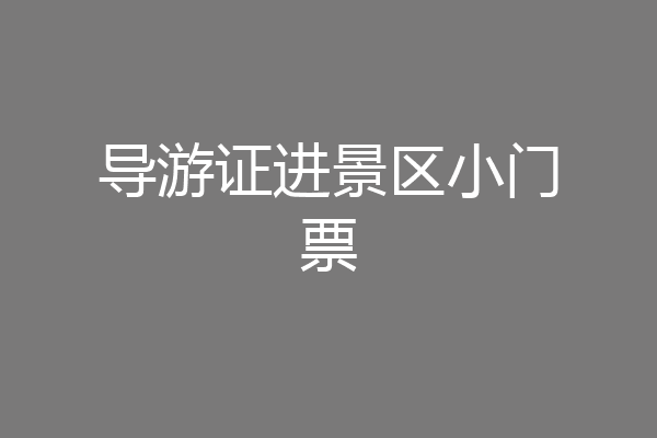 导游证进景区小门票