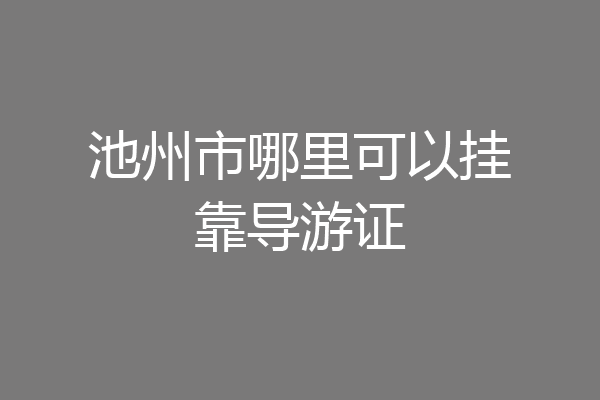 池州市哪里可以挂靠导游证