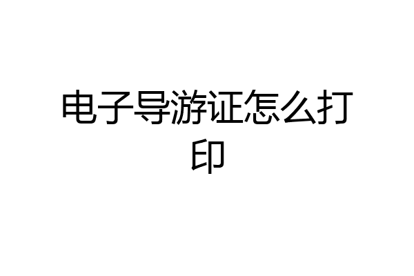电子导游证怎么打印