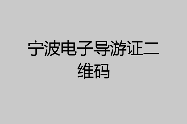 宁波电子导游证二维码