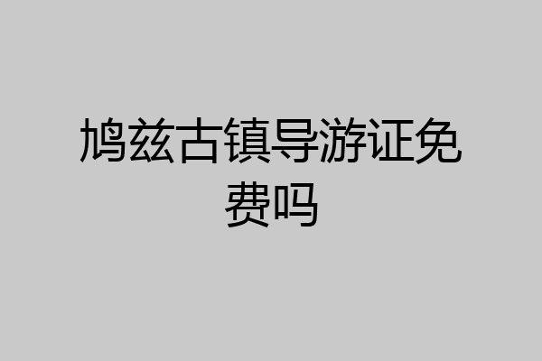 鸠兹古镇导游证免费吗