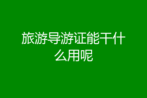 旅游导游证能干什么用呢