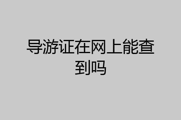 导游证在网上能查到吗