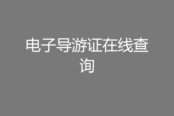 电子导游证在线查询