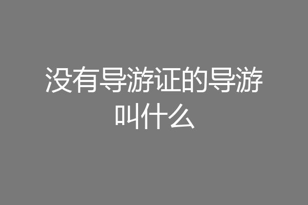 没有导游证的导游叫什么