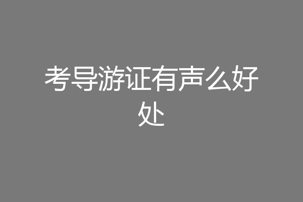 考导游证有声么好处