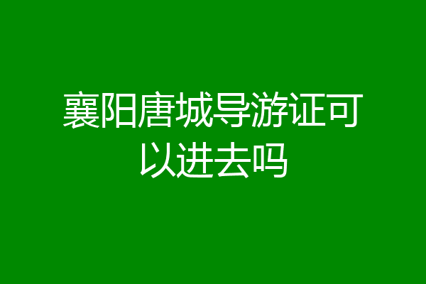 襄阳唐城导游证可以进去吗
