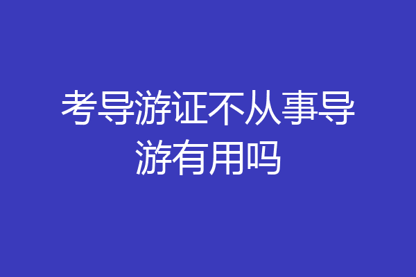 考导游证不从事导游有用吗