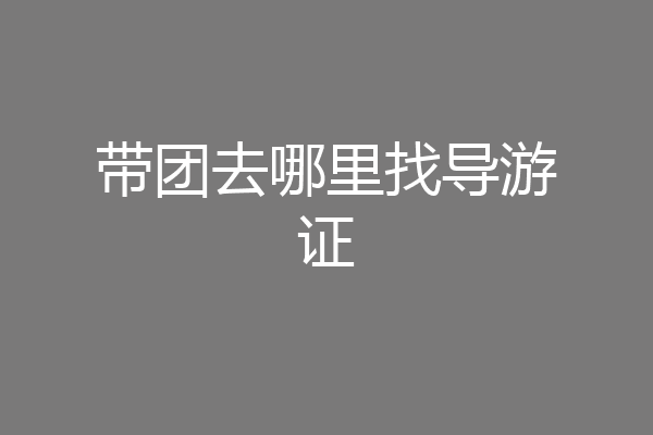 带团去哪里找导游证