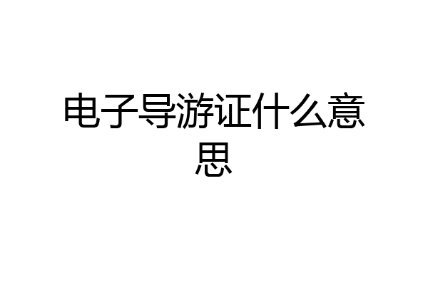 电子导游证什么意思