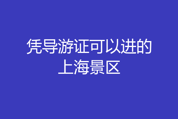凭导游证可以进的上海景区
