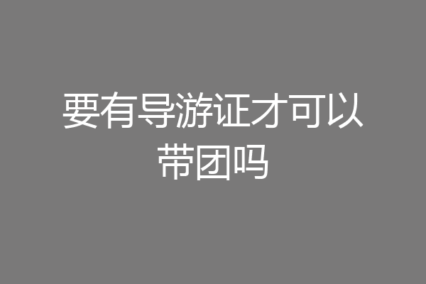 要有导游证才可以带团吗