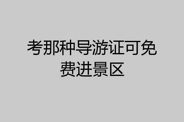 考那种导游证可免费进景区