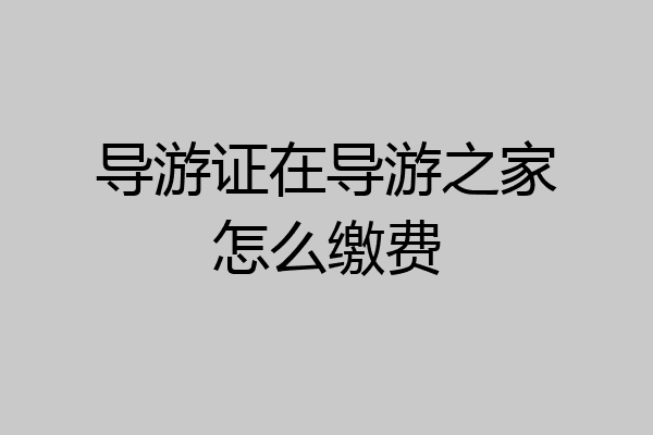 导游证在导游之家怎么缴费