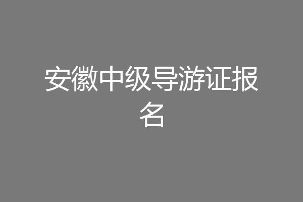 安徽中级导游证报名