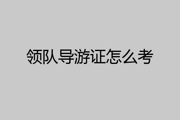 领队导游证怎么考