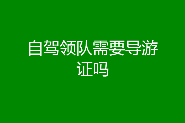 自驾领队需要导游证吗