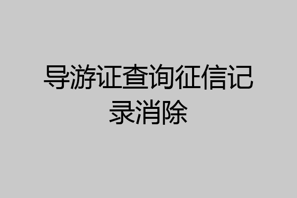 导游证查询征信记录消除