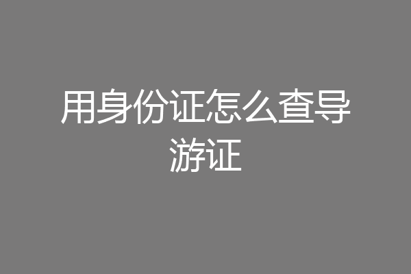 用身份证怎么查导游证