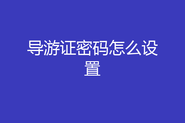 导游证密码怎么设置