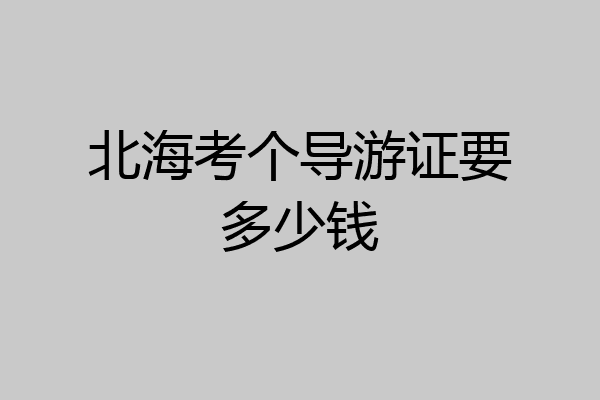 北海考个导游证要多少钱
