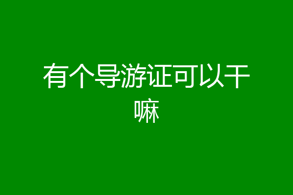 有个导游证可以干嘛