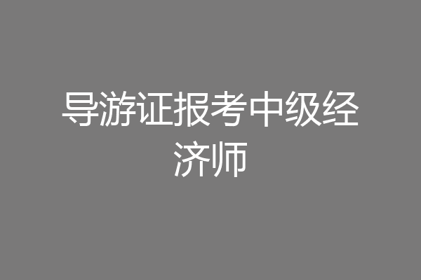 导游证报考中级经济师