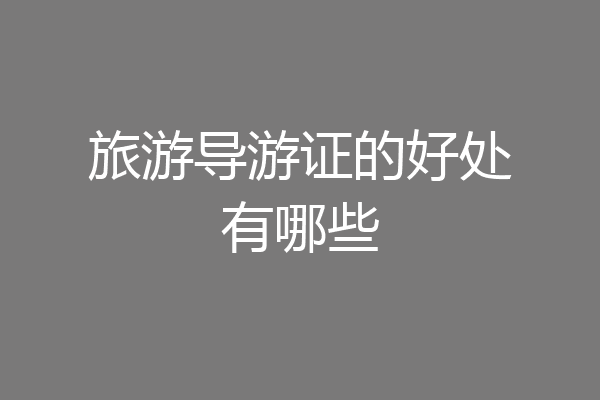 旅游导游证的好处有哪些