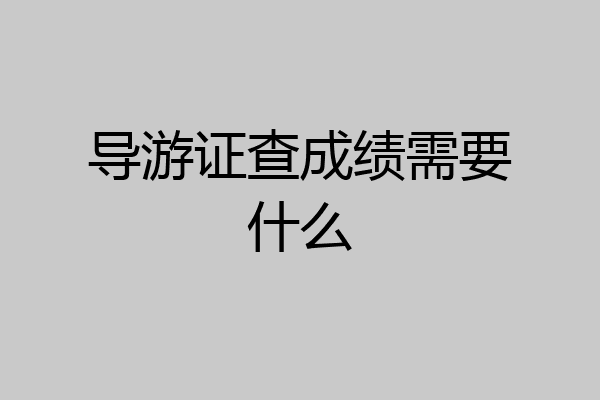 导游证查成绩需要什么