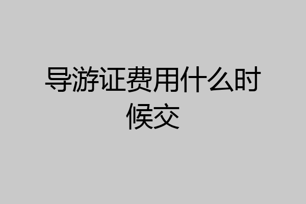 导游证费用什么时候交