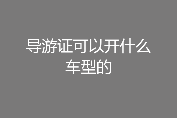 导游证可以开什么车型的