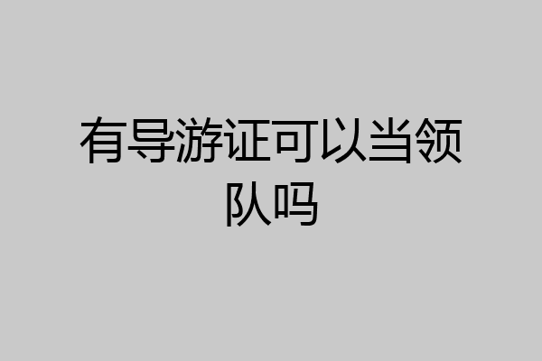 有导游证可以当领队吗