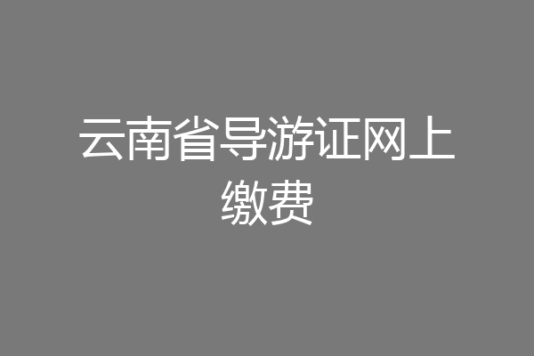 云南省导游证网上缴费