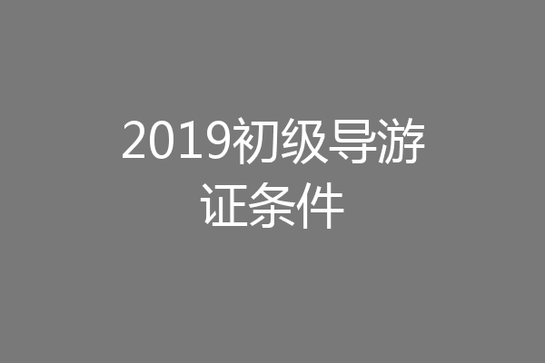 2019初级导游证条件