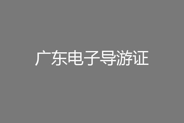 广东电子导游证