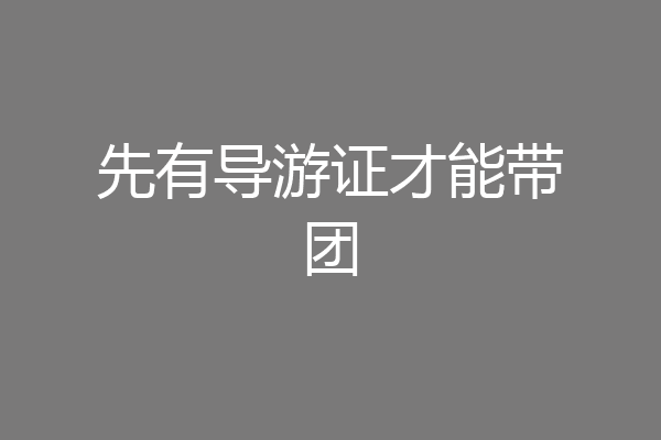 先有导游证才能带团