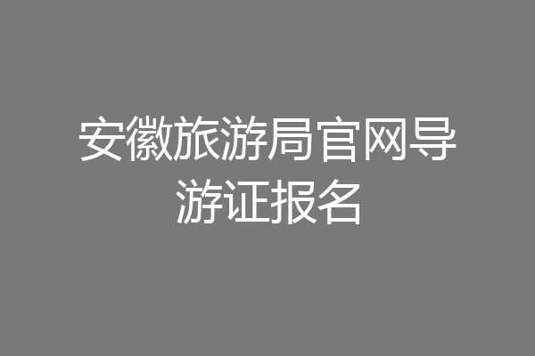 安徽旅游局官网导游证报名